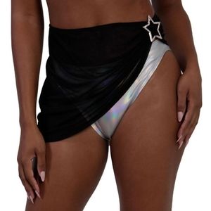 iHeartRaves Black and Silver Mini Skirt